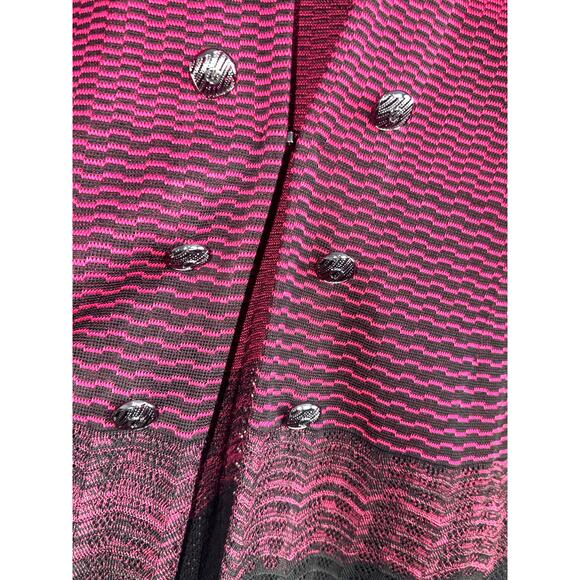 Ming Wang Large Pink Black Knit Cardigan Jacket | Double Breasted | Elegant Chic - Picture 2 of 7